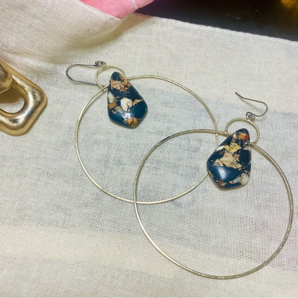 Anthropologie Chunky Gold Link Earrings and Hoops - Picture 5 of 11